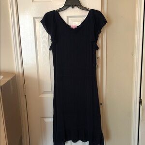 NWT Vintage Lilly Pulitzer Navy blue crocheted Midi Harmony Sweater Dress Large